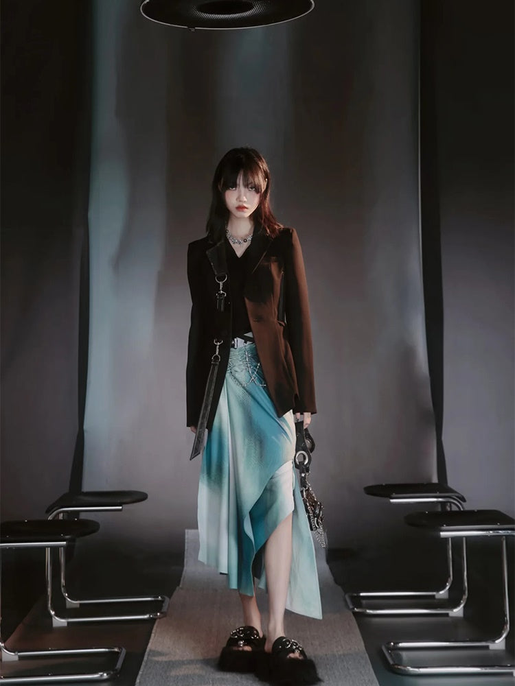 Tie-Dye Refreshing Chic Knit-One-Piece&Long-Skirt