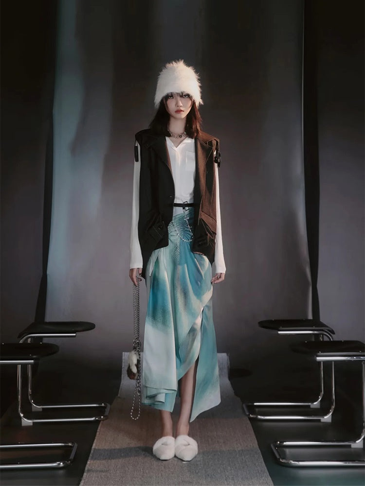 Tie-Dye Refreshing Chic Knit-One-Piece&Long-Skirt