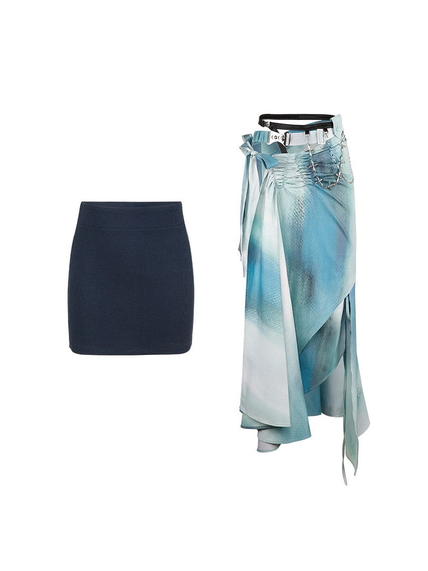 Tie-Dye Refreshing Chic Knit-One-Piece&Long-Skirt