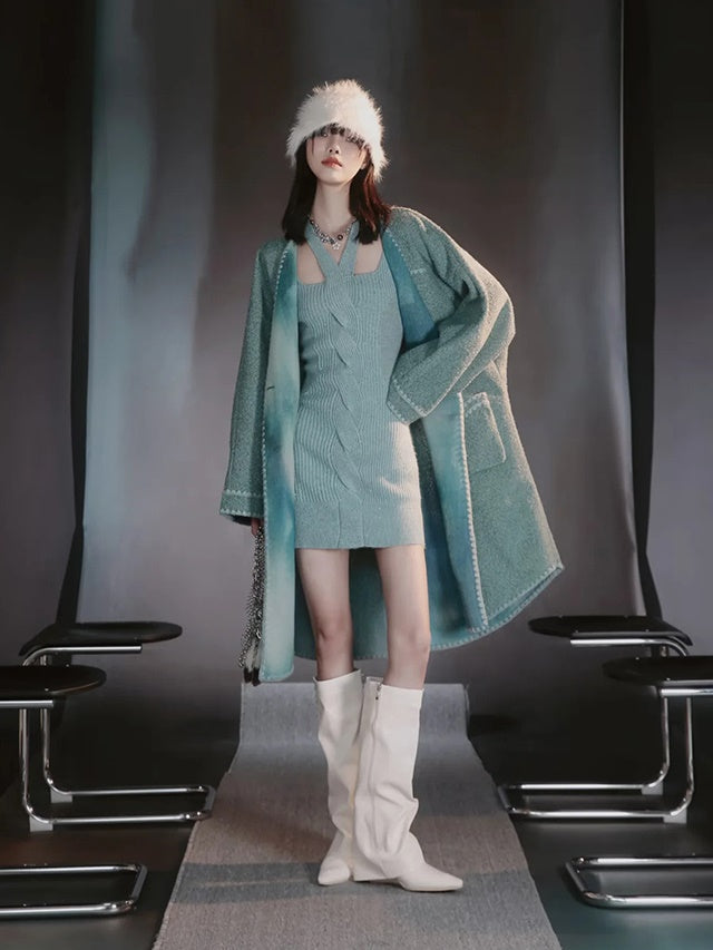 Tie-Dye Refreshing Chic Knit-One-Piece&Long-Skirt