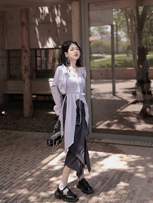Asymmetry Elegant Pencil Tight Slit Long-Skirt