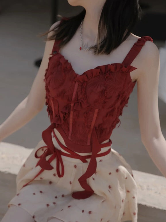 Dot Petal Cute Lace Bustier&Blouse&pants