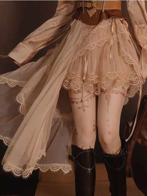 Retro Lace Glossy Chic Elegant One-Piece&Skirt
