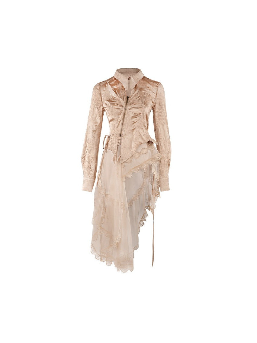 Retro Lace Glossy Chic Elegant One-Piece&Skirt