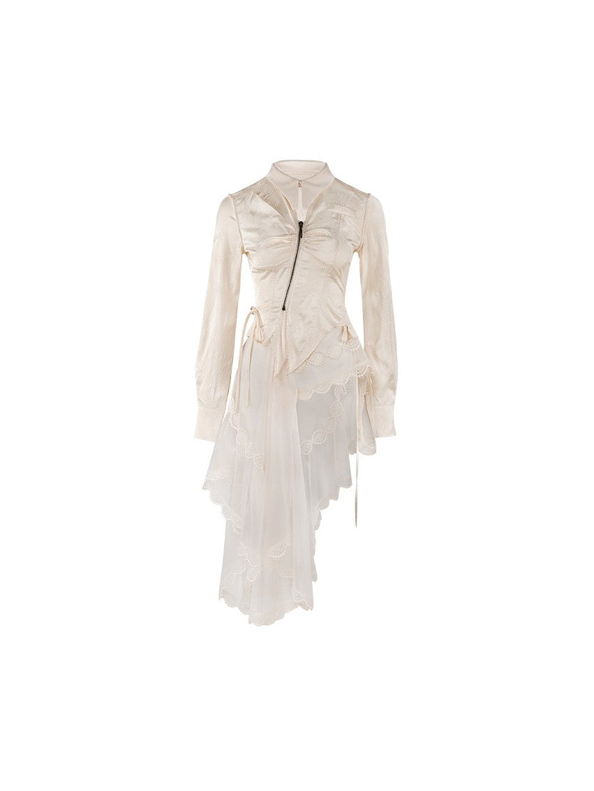 Retro Lace Glossy Chic Elegant One-Piece&Skirt