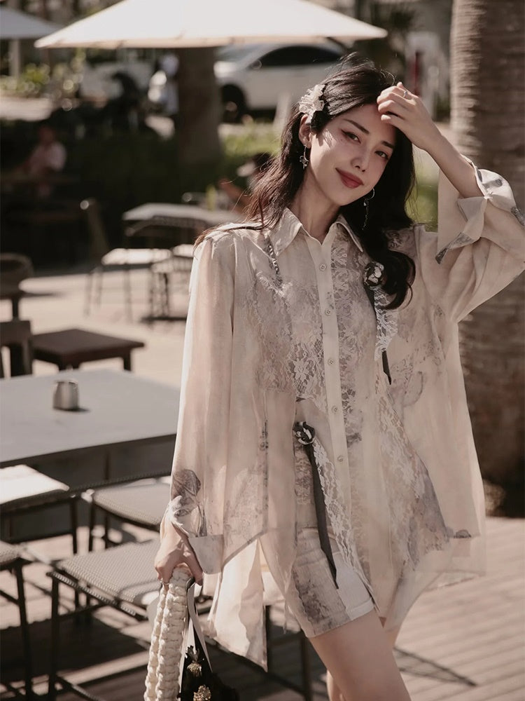 Tie-dye Fluffily Classy Tops&Pants