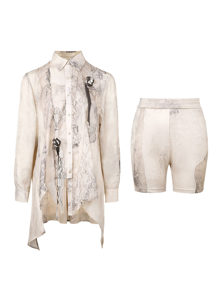 Tie-dye Fluffily Classy Tops&Pants