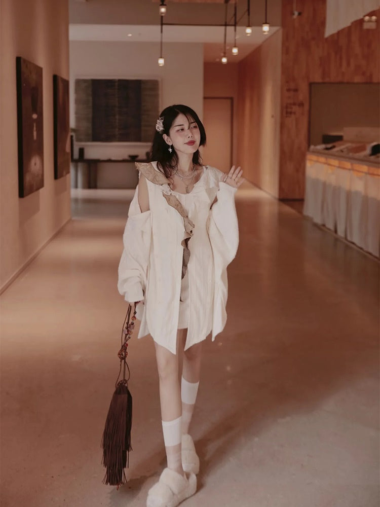 Shirt&One-piece Ruffle Slim Set-up
