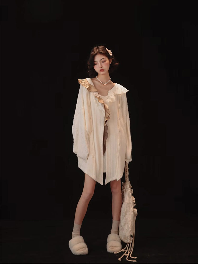 Shirt&One-piece Ruffle Slim Set-up