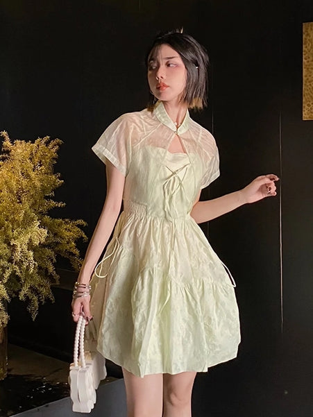 Princess Embroidery Cardigan One-piece Set-up