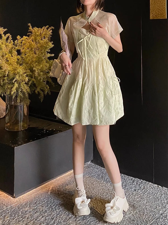 Princess Embroidery Cardigan One-piece Set-up