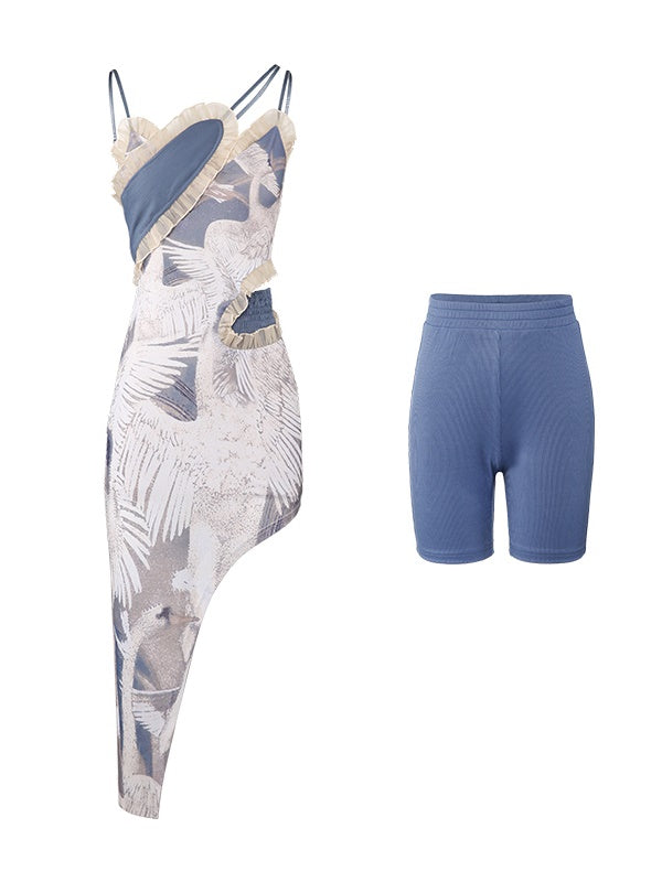 One-piece&Inner-Pants Nichi Tight Asymmetry Set-up