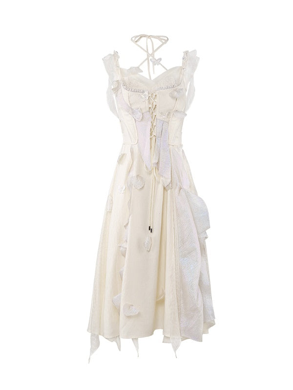 Fairy Fluffily Lace Lace-up One-piece&Cardigan