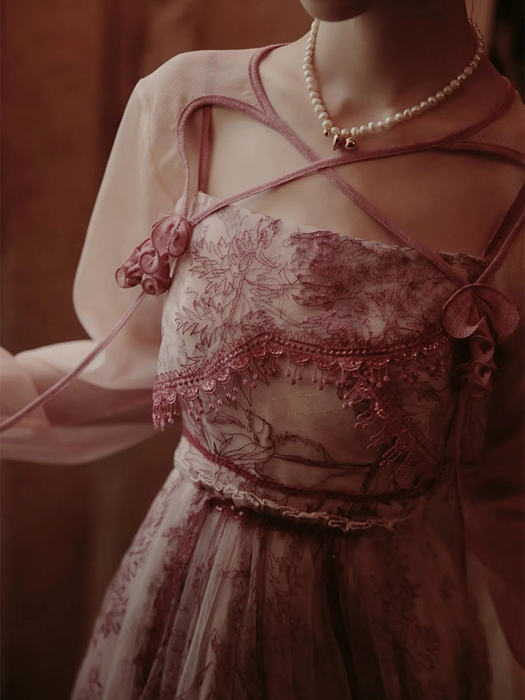 Princess Dress Flower Lace One-piece&Cardigan