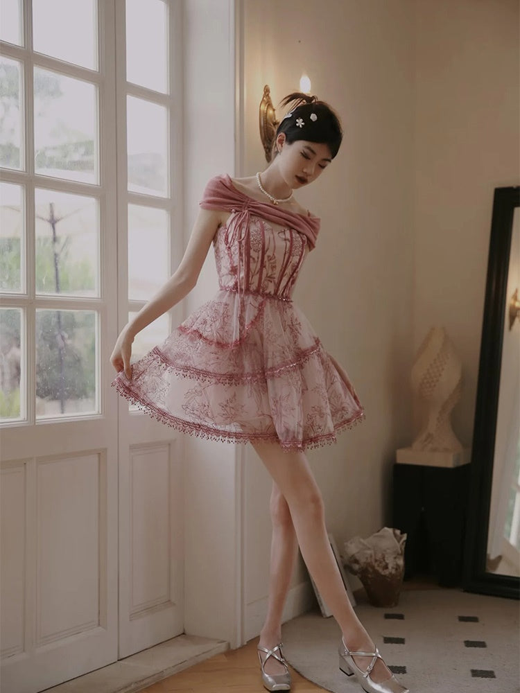 Princess Dress Flower Lace One-piece&Cardigan