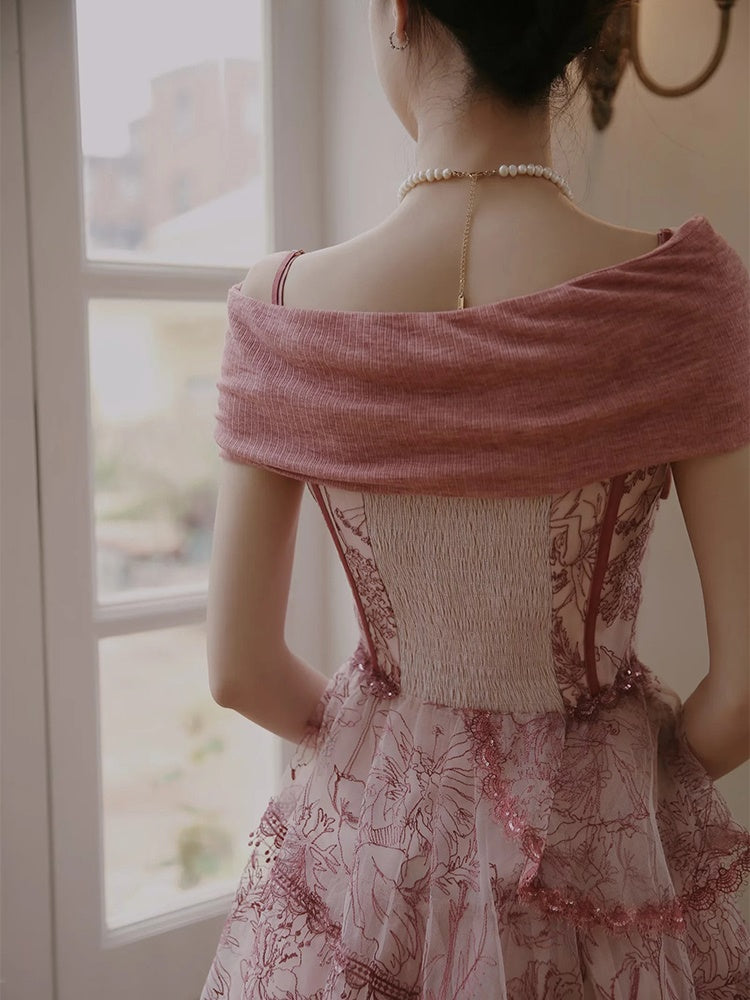 Princess Dress Flower Lace One-piece&Cardigan