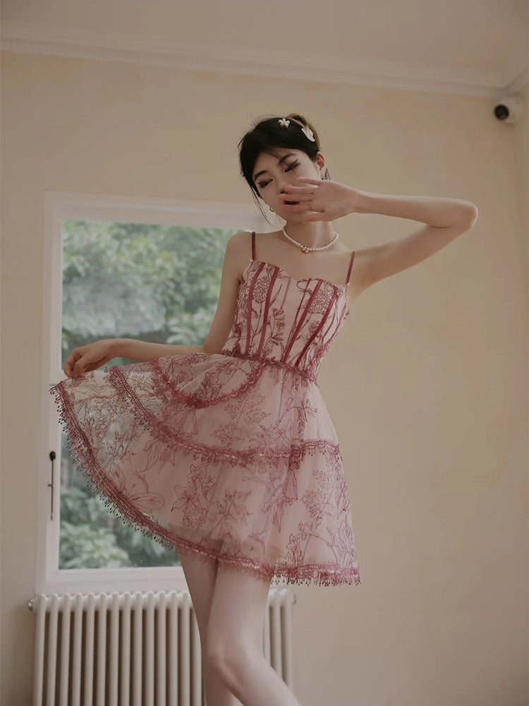 Princess Dress Flower Lace One-piece&Cardigan