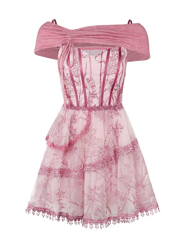Princess Dress Flower Lace One-piece&Cardigan