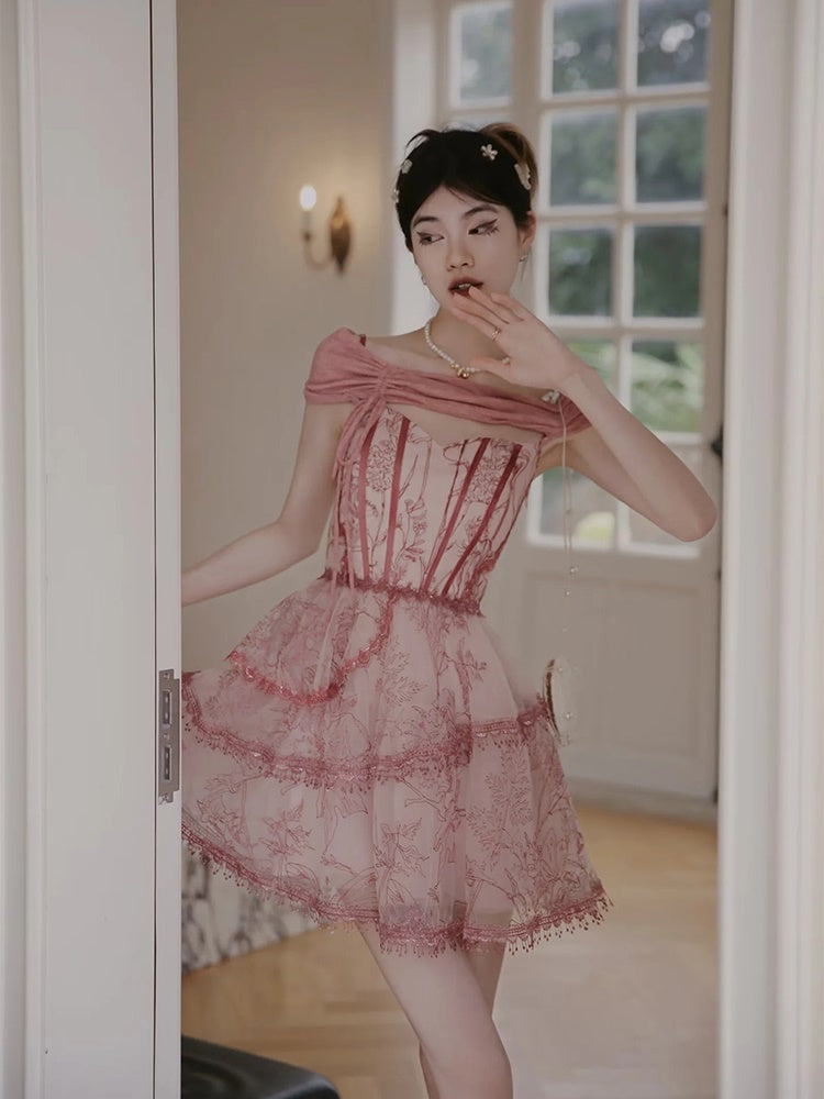 Princess Dress Flower Lace One-piece&Cardigan