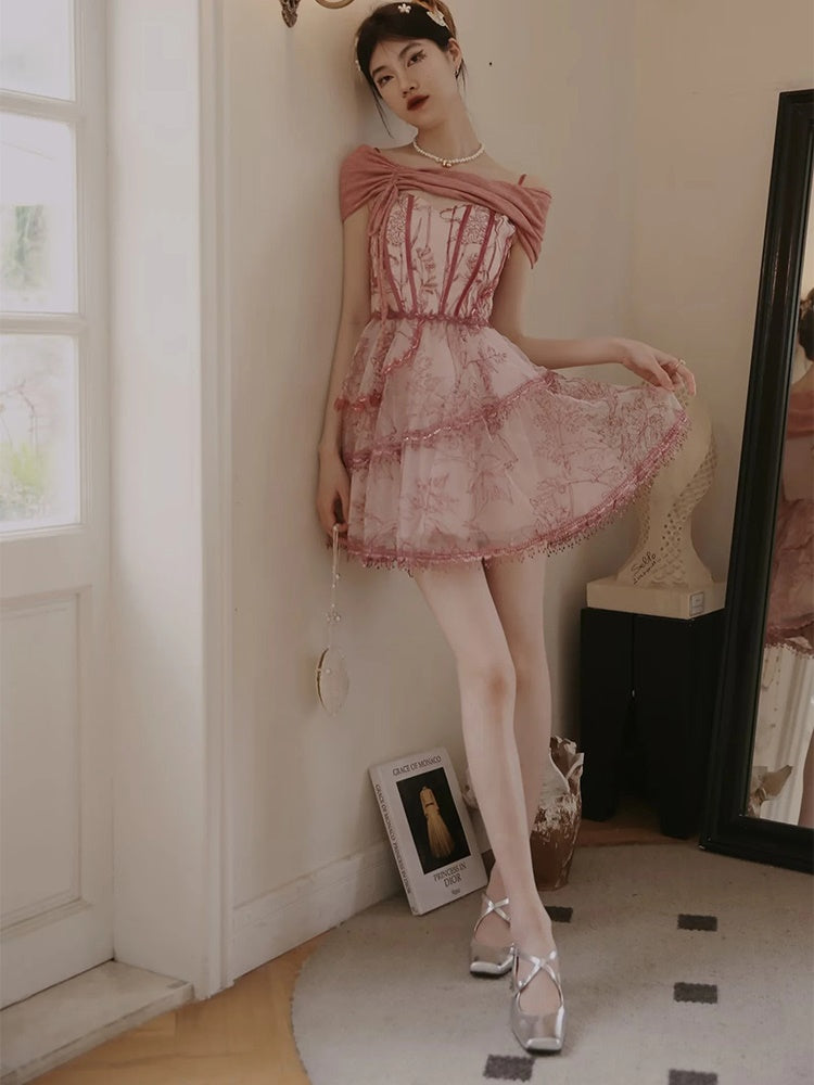 Princess Dress Flower Lace One-piece&Cardigan
