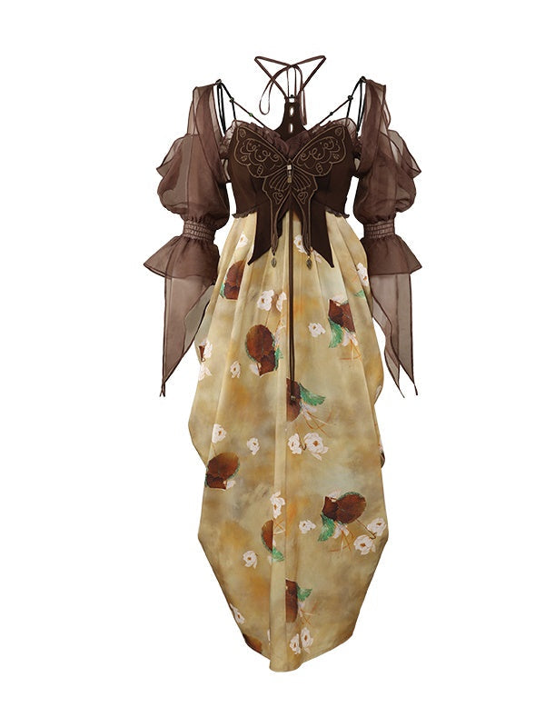 Flower Retro Ciffon Long Summer One-piece