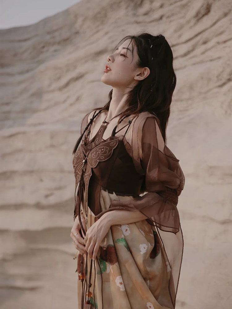 Flower Retro Ciffon Long Summer One-piece