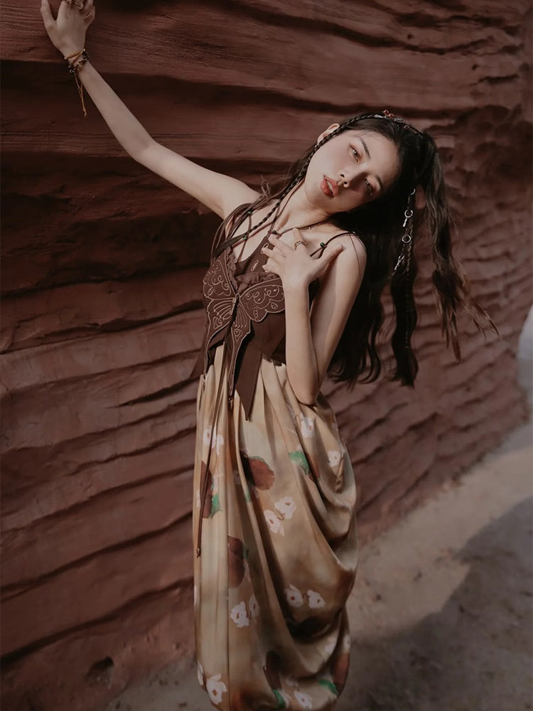 Flower Retro Ciffon Long Summer One-piece