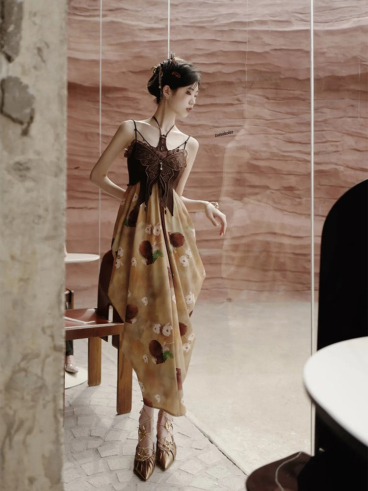 Flower Retro Ciffon Long Summer One-piece