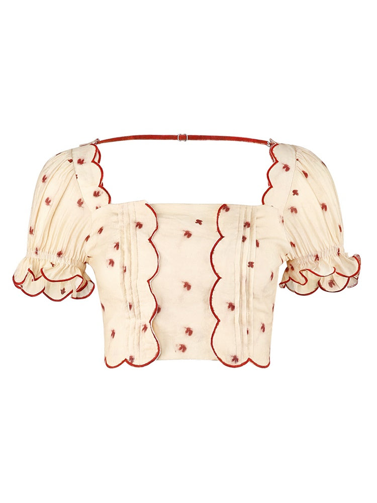 Dot Petal Cute Lace Bustier&Blouse&pants