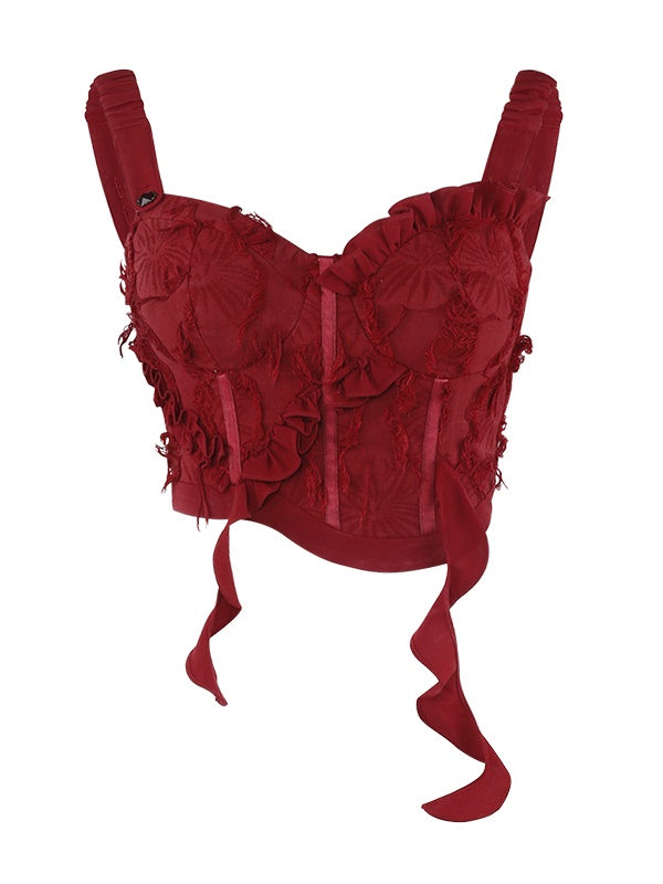 Dot Petal Cute Lace Bustier&Blouse&pants