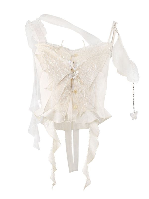Butterfly Fairy Asummetry Lace Tops