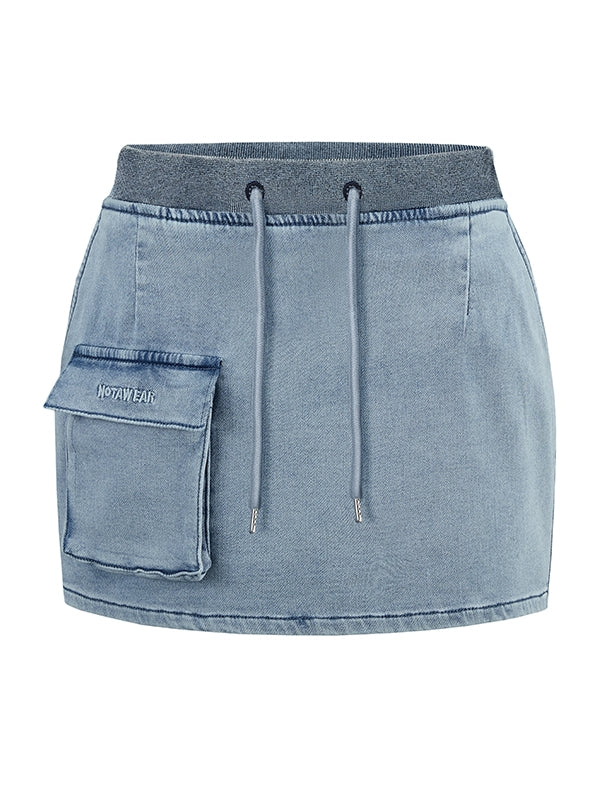 Denim Tight Casual Cropped Tops& Mini-Skirt