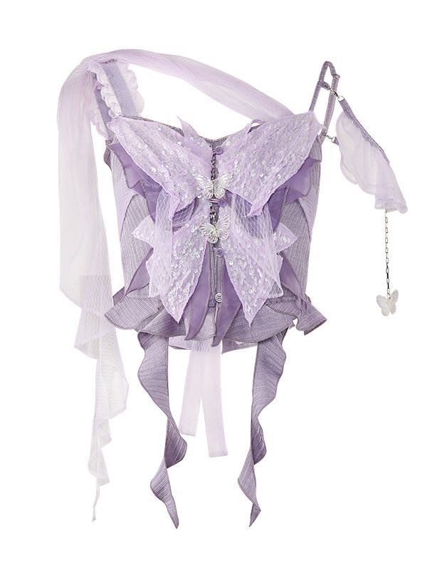 Butterfly Fairy Asummetry Lace Tops