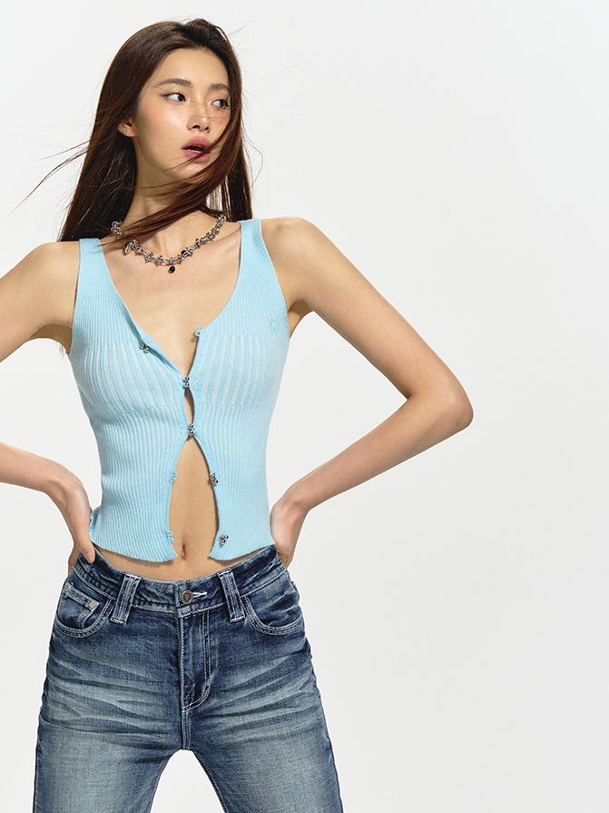 Sleeveless Thin Tight Summer-Knit