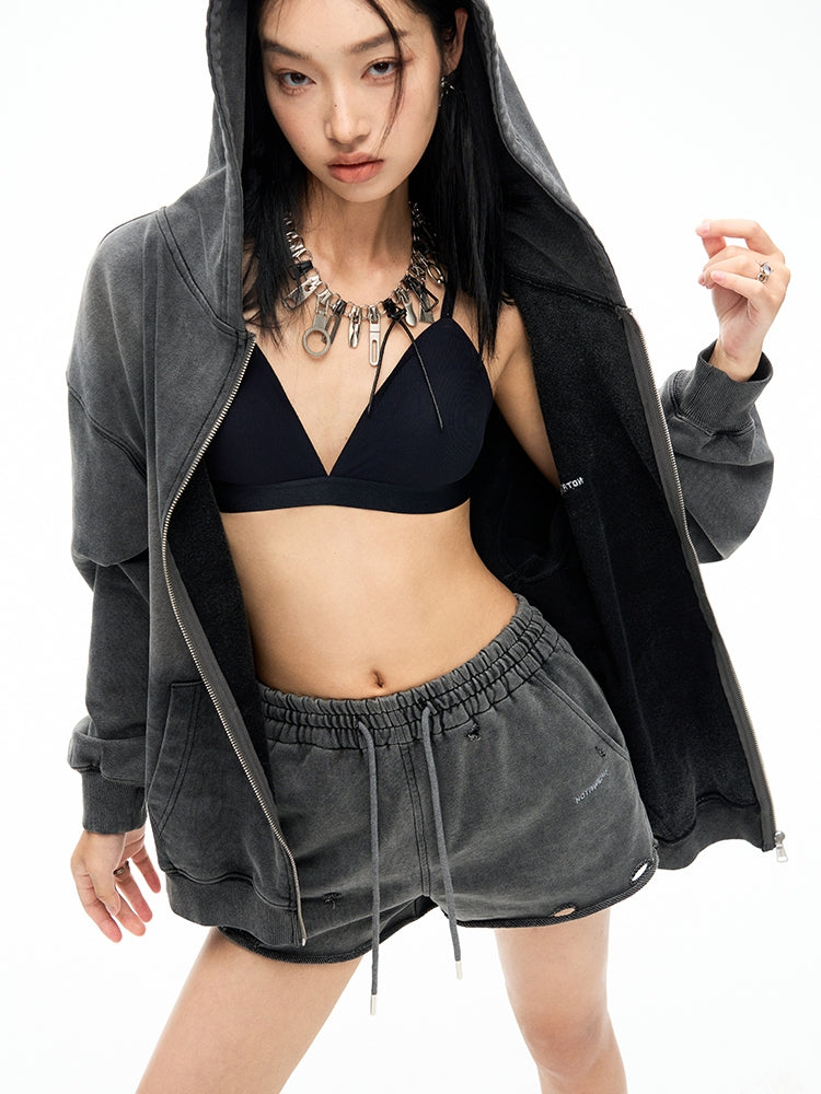 Casual Faded Set-Up Vintage Parka&Short-Pants