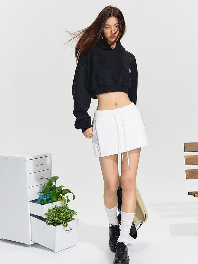 NOTAWEAR Stylish Black Oversized Hoodie with Faux Leather Mini Skirt for Women - Casual and Chic Outfit