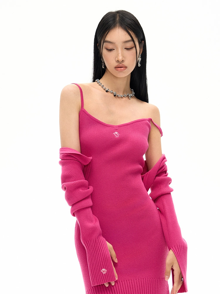 Summer-Knit Mermaid Tight Vivid Cardigan&One-Piece