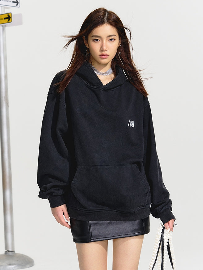 NOTAWEAR Stylish Black Oversized Hoodie with Faux Leather Mini Skirt for Women - Casual and Chic Outfit