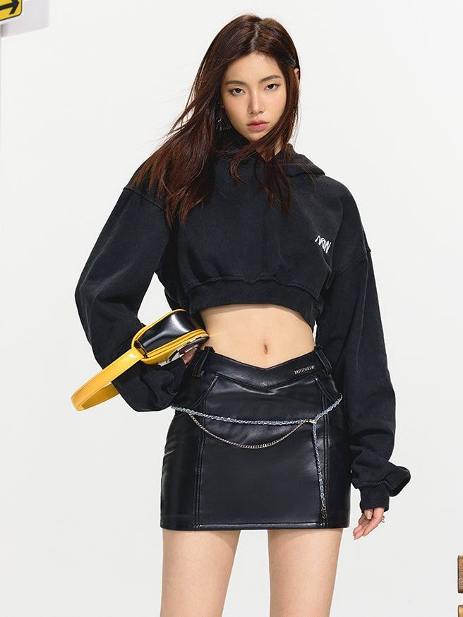 Leather Cool Tight Short Skirt
