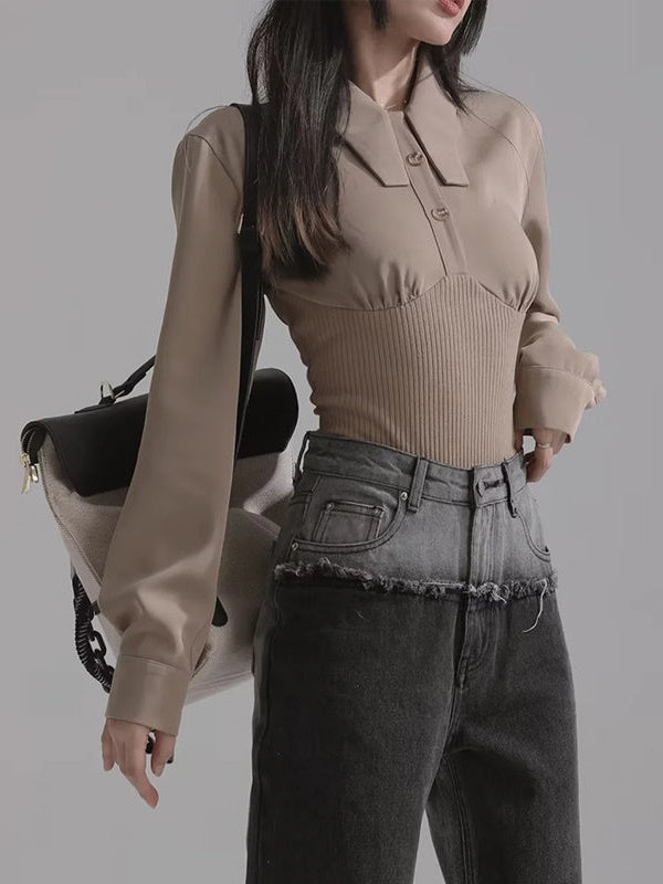 Fake Two-piece All-in-one Shirt
