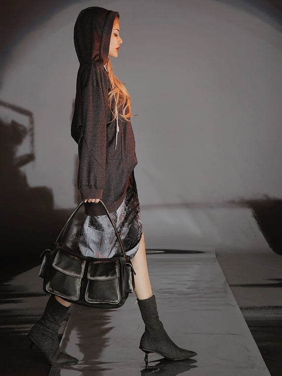 Cat Design Layered Style Loose Top & Switching Design One-piece