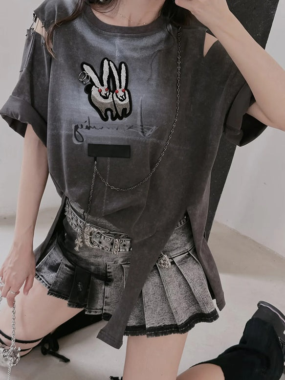 Y2k Pleated Denim Skirt Pants