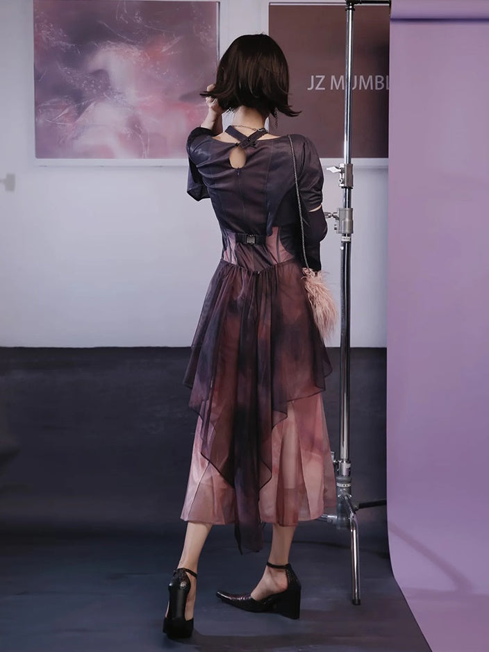 Mermaid Printed Fake Two-piece Dress