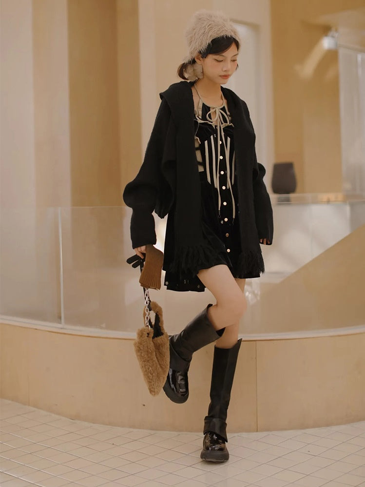 Hooded Cardigan Knitted Jacket