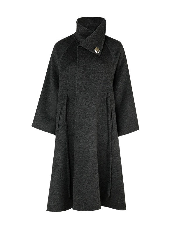French-style Wool Poncho Coat