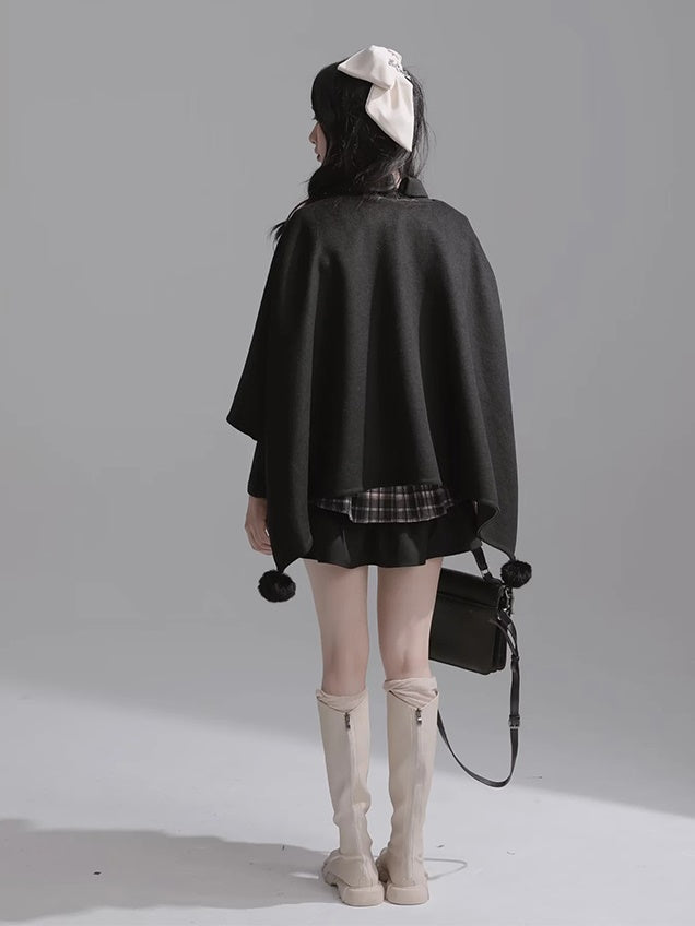 Double-faced Wool Cloak Coat