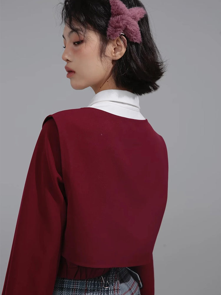 Cropped Layered Shirt & Tie
