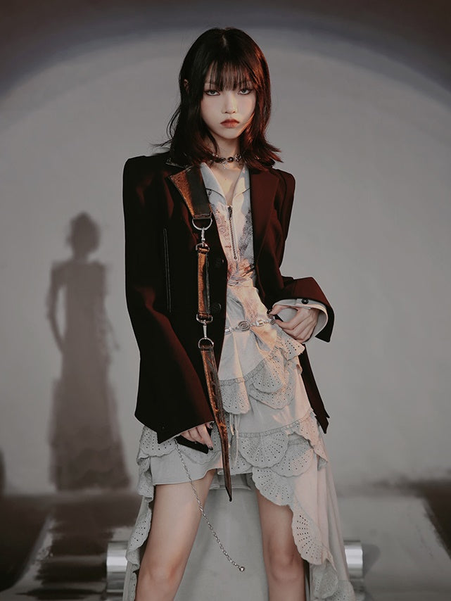 Strap Design Waist Slim Street Jacket