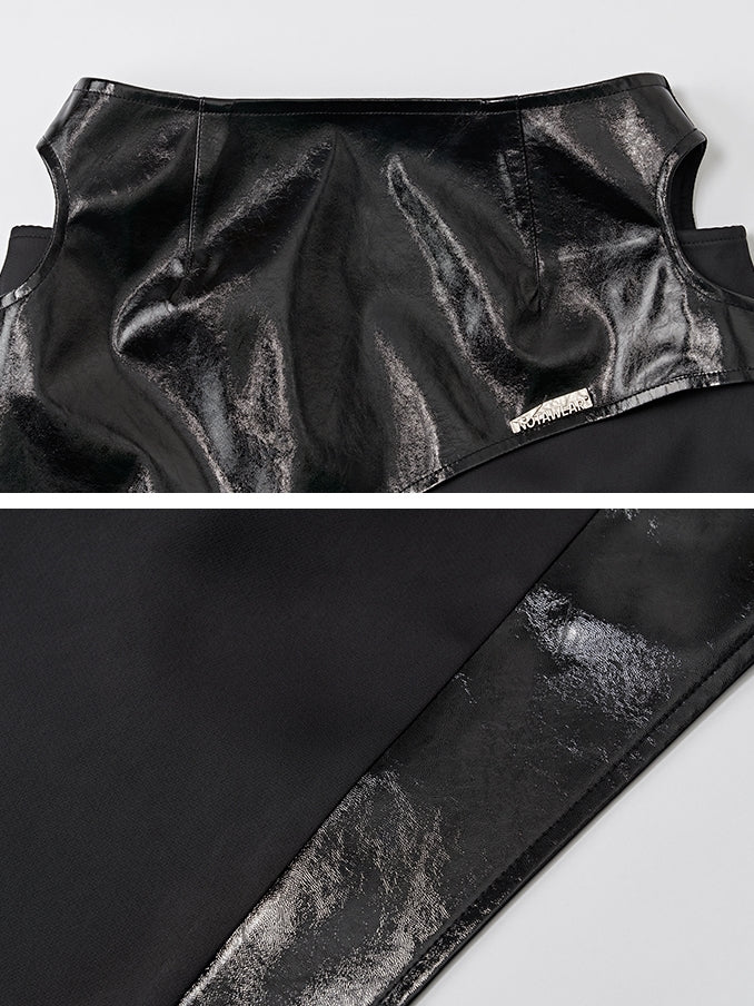 Patchwork Leather Skirt