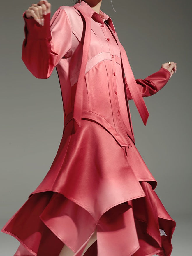 Gradation Detachable 2way Shirt Dress & Knitted Vest